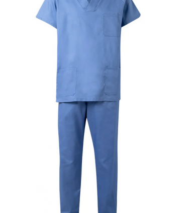 CONJUNTO PIJAMA CELESTE C/PICO T/XS