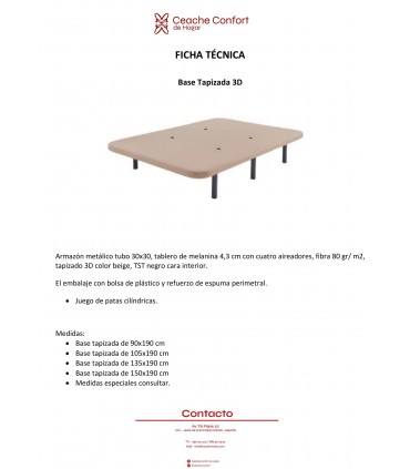 BASE TAPIZADA 190X90
