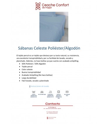 SABANA BAJERA AJUSTABLE CELESTE 140X200 50/50