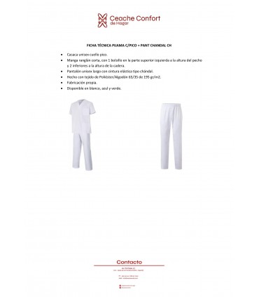 PIJAMA C/PICO + PANT CHANDAL CH T/L