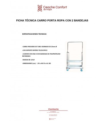 CARRO PORTA ROPA CON 2 BANDEJAS