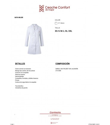 BATA BLANCA MUJER M/L  T/M