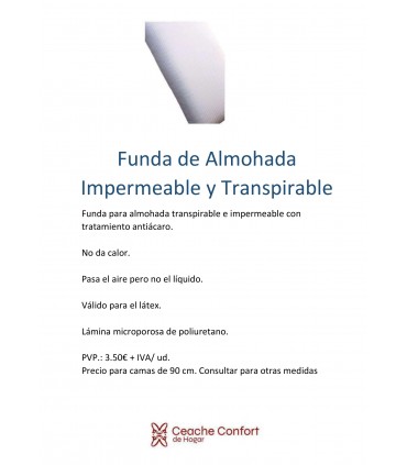 FUNDA DE ALMOHADA IMPER TRANS ANTIACAROS 150 CM