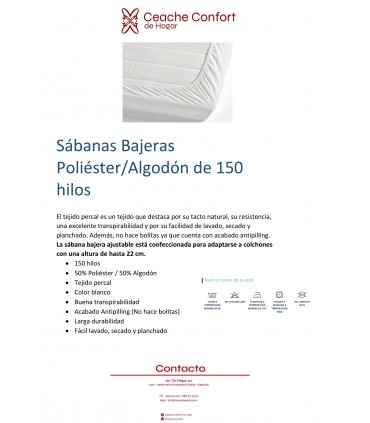 SABANA BAJERA AJUSTABLE BLANCA 140X190 50/50