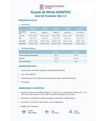 GUANTE NITRILO AZUL T/M 100 UND