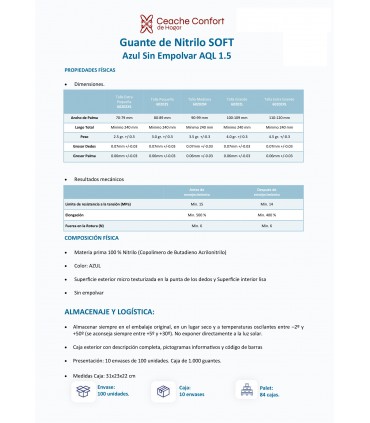 GUANTE NITRILO AZUL T/L 100 UND