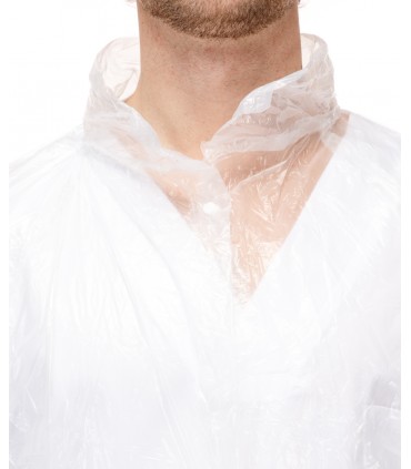 Bata Polietileno blanca con cierres con corchetes