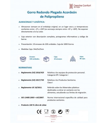 GORRO PLEGADO ACORDEON PP BLANCO